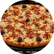 Especiais: Alemã - Pizza Grande (Ingredientes: Bacon, Cebola, Cobertura Catupiry, Molho de Tomate, Mussarela)