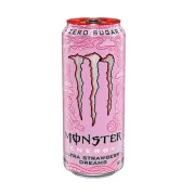Energético: Monster strawberry 473ml - Com uma fórmula exclusiva um pouco menos doce, com gosto mais leve, zero calorias e com ingredientes de alta qualidade, fornecendo a energia necessária para seu dia ser mais produtivo.