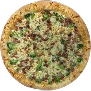 Tradicional: Brócolis C/ Bacon - Pizza Pequena (Ingredientes: Molho de Tomate,  Brócolis,  Bacon,  Mussarela, Orégano)