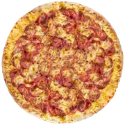 Carnes: Calabresa com Alho - Pizza Pequena (Ingredientes: Molho, Extra Mussarela, Calabresa fatiada, Alho crocante, Orégano)