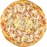Carnes: Baiana - Pizza Pequena (Ingredientes: Molho, Extra Mussarela, Calabresa ralada, Molho de pimenta, Cebola, Orégano, Pimentão)