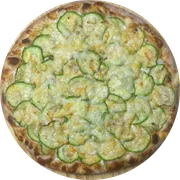 Tradicional: Abobrinha C/ Parmesão - Pizza Pequena (Ingredientes: Molho de Tomate,  Abobrinha,  Parmesão,  Mussarela)