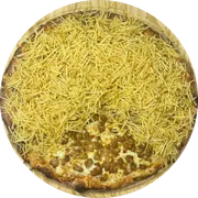 Tradicional: Strogonoff De Carne - Pizza Pequena (Ingredientes: Molho de Tomate,  Mussarela,  Orégano, Strogonoff de Carne, Batata Palha)