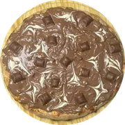 Doces Premium: Kinder Bueno c/ Chocolate Preto - Pizza Pequena (Ingredientes: Chocolate Preto,  Kinder Bueno,  Mussarela)