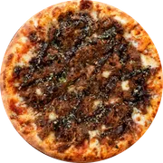 Premium: 38-Costela Com Barbecue - Pizza Pequena (Ingredientes: Molho de Tomate, Mussarela, Costela Desfiada, Orégano)