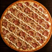 Salgadas: Especial - Pizza Grande (Ingredientes: Molho, Mussarela, Calabresa, Atum, Catupiry, Cebola, Orégano)
