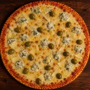 Salgadas: 5 Queijos - Pizza Grande (Ingredientes: Molho, Mussarela, Catupiry, Provolone, Parmesão, Gorgonzola, Orégano)