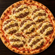 Salgadas: Pizza de Hambúrguer - Pizza Grande (Ingredientes: Catupiry, Hambúrguer, Molho, Mussarela, Tomate, Orégano)