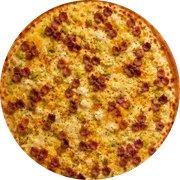 Salgadas: Royale dos queijos - Pizza Grande (Ingredientes: Alho Poró, Bacon, Catupiry, Gorgonzola, Molho, Mussarela, Orégano, Parmesão)