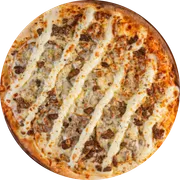 Carnes: Filé ao 4 Queijos - Pizza Pequena (Ingredientes: Molho, Extra Mussarela, Provolone, Parmesão, Requeijão, Filé)