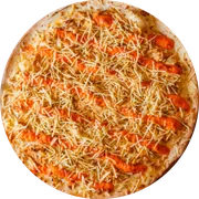 Aves: Frango Crocante - Pizza Pequena (Ingredientes: Molho, Mussarela, Peito De Frango Desfiado, Cheddar Cremoso, Batata palha)