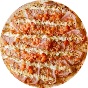 Aves: Leopoldina - Pizza Pequena (Ingredientes: Molho, Mussarela, Peito De Peru, Cream Cheese, Alho Frito, Tomate)