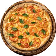 Tradicional: 09. MARGUERITA - Pizza Grande (Ingredientes: Molho de Tomate, Muçarela, Tomate, Parmesão, Folhas de manjericão)