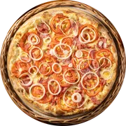 Tradicional: 02. NAPOLITANA - Pizza Grande (Ingredientes: Molho de Tomate, Muçarela, Presunto, Tomate, Cebola, Orégano)