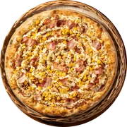 Tradicional: 15. A MODA - Pizza Grande (Ingredientes: Molho de Tomate, Muçarela, Calabresa, Frango Desfiado, Milho, Catupiry, Bacon, Batata Palha, Orégano)