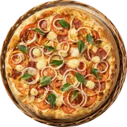 Tradicional: 20. DA CASA - Pizza Grande (Ingredientes: Molho de Tomate, Muçarela, Calabresa, Tomate, Cebola, Folhas de manjericão)