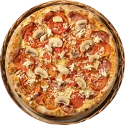 Especial: 30. VAIDOSA - Pizza Grande (Ingredientes: Molho de Tomate, Muçarela, Lombo tipo canadense, Tomate, Champignon, Parmesão, Orégano)