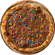 Doce: 37. CONFETE - Pizza Grande (Ingredientes: Muçarela, Chocolate com avelã, Confete)