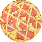 Tradicionais: Lombo Catupiry - Pizza Grande (Ingredientes: Molho de Tomate,  Mussarela,  Lombo,  Catupiry,  Orégano)