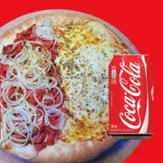 As Queridinhas: 1 pizza P 1/2 calabresa1 1/2mussarela +1coca lata - COMBO DO FIM DE SEMANA (Ingredientes: )