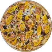 Especial: 45. PANTANEIRA - Pizza Grande (Ingredientes: Molho de Tomate, Muçarela, Carne seca desfiada, Tomate, Banana-da-terra, Cebola, Orégano)
