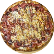 Tradicional: Calabresa c/ Barbecue - Pizza Pequena (Ingredientes: Molho de Tomate,  Mussarela,  Calabresa, Molho Barbecue,  Orégano)