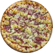 Tradicional: Escondidinho De Linguiça De Pernil Acebolado - Pizza Pequena (Ingredientes:  Cebola Roxa, Molho de Tomate,  Linguiça de pernil,  Mussarela,  Orégano,  Purê De Mandioca)