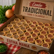 Combos mini campeões: Combo Tradicional mini 50 - 50 Mini esfihinhas gourmet sabores Carne/Calabresa...Outras combinações mandar na observação ou whatsapp.