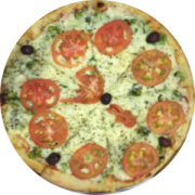 Tradicionais: Vegetariana - Pizza Grande 35cm (Ingredientes: Azeitona Preta, Brocolis, Ervilha, Molho de tomate caseiro, Mussarela, Orégano, Palmito, Tomate em rodelas)