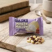Chocolates|Doces: Marshmallow GOLDKO 11,5g - Bombom de Chocolate Branco com Cookies recheado com Marshmallow.| Zero Adição de Açúcares.
