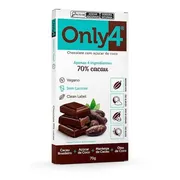 Chocolates|Doces: Chocolate Only4 70% Cacau 70g - 70% Cacau| Vegano| Zero Lactose| Clean Label | Açúcar de Coco|Óleo de coco| Manteiga de Cacau| Açúcar de Coco| Cacau Brasileiro