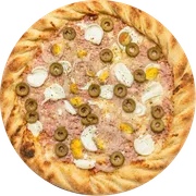 Tradicionais: Portuguesa - Pizza Grande (Ingredientes: Molho de Tomate, Mussarela, Presunto, Ovo, Cebola, Azeitona, Orégano)
