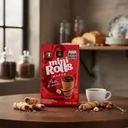 Biscoitos|Doces: Mini Rolls Wafer Pasta de Avelã 125g -