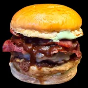 Hamburguer: Burguer indeciso (gado e frango) Duplo - Hamburguer (Ingredientes: )