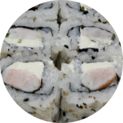 Uramaki: Camarão 08 Peças - Enrolado de Alga, Arroz, Camarão, Cheese, Cebolinha e Gergelim