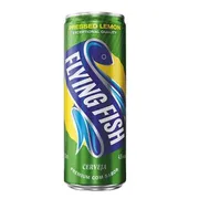 Cervejas (Unidade): Flying Fish 350ml - A Flying Fish (especificamente a versão Pressed Lemon) é uma cerveja saborizada do tipo fruit beer com toque de limão-siciliano. Ela possui 4,5% de teor alcoólico, baixo amargor e um perfil adocicado e refrescante que lembra uma mistura de lager com soda cítrica.