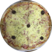 Tradicionais: Mista - Pizza Grande 35cm (Ingredientes: Azeitona Preta, Molho de tomate caseiro, Mussarela, Orégano, Presunto)