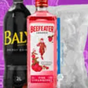 KITS Destilados: Kit Beefeater Pink - 1 beefeater + 1 baly 2 litros + 1 gelo 3 kilos + 1 gelo de sabor