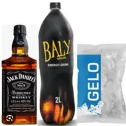 KITS Destilados: Kit Jack Daniels Tradicional - 1 Jack Tradicional + 1 baly 2 litros + 1 gelo 3 kilos + 1 gelo de sabor