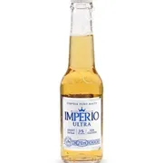 Long Neck: Império Ultra Long Neck 210ml - A Cerveja Império Ultra na embalagem long neck de 210ml é uma opção de cerveja puro malte leve e refrescante, desenvolvida para consumidores que buscam uma bebida com baixo teor calórico e alcoólico, além de ser sem glúten.