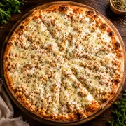 Equilíbrio Gourmet: 53 - Frango Cremoso Fit - Pizza Grande (Ingredientes: Frango Desfiado, Massa Integral, Mussarela de Búfala, Requeijão Cremoso)