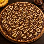 Equilibrio Gourmet: Dolce protein Banana - Pizza Grande (Ingredientes: Banana, Chocolate 90%, Ganache, Massa Integral)