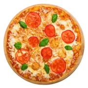Tradicionais: Marguerita - Pizza Grande (Ingredientes: Azeite, Manjericão, Massa, Molho, Parmesão, Tomate fatiado, Azeitona Verde, Orégano, Azeite de Oliva)