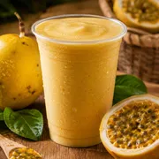 Frutas ao leite: Maracujá ao leite 500ml - Frutas ao leite (Ingredientes: calda de maracujá, essência de maracujá, leite condensado, leite integral, maracujá fruta)