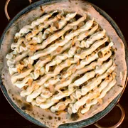 Doces: 51 - Luna - Pizza Grande (8 Fatias 35cm) (Ingredientes: Amêndoas, Cobertura de Chocolate Branco, Cream Cheese, Mel)
