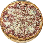 Tradicional: Linguiça de Pernil c/ Barbecue - Pizza Pequena (Ingredientes: Molho de Tomate,  Mussarela,  Linguiça de pernil, Molho Barbecue,  Orégano)