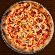 Clássicas: 16 - Siciliana - Pizza Grande (8 Fatias 35cm) (Ingredientes: Bacon, Champignon, Molho de Tomate Italiano, Muçarela, Orégano, Parmesão)