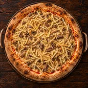 Com Carne: 35 - Strogonoff - Pizza Grande (8 Fatias 35cm) (Ingredientes: Batata Palha, Champignon, Molho de Tomate Italiano, Muçarela, Orégano, Strogonoff de Carne)