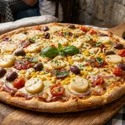 Pizza C/ Borda Recheada: Pizza De Palmito - Pizza C/ Borda Recheada (Ingredientes: Azeitona, Milho, Molho De Tomate, Mussarela, Oregano, Palmito)