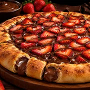Pizza C/ Borda Recheada: Chocolate Com Morango - Pizza C/ Borda Recheada (Ingredientes: chocolate, Creme De Leite, Morango)